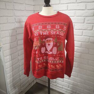 Happy Holidays Ladies Size Large Red Fleece Lined Long Sleeve Sweatshirt